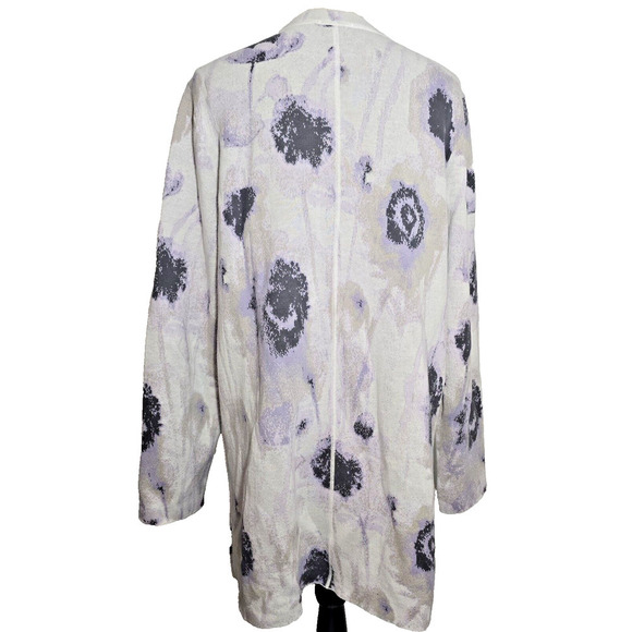 Women's J. Jill Long Zip Front Floral Sweater Jacket Cotton Pockets Sz Large - Picture 4 of 8